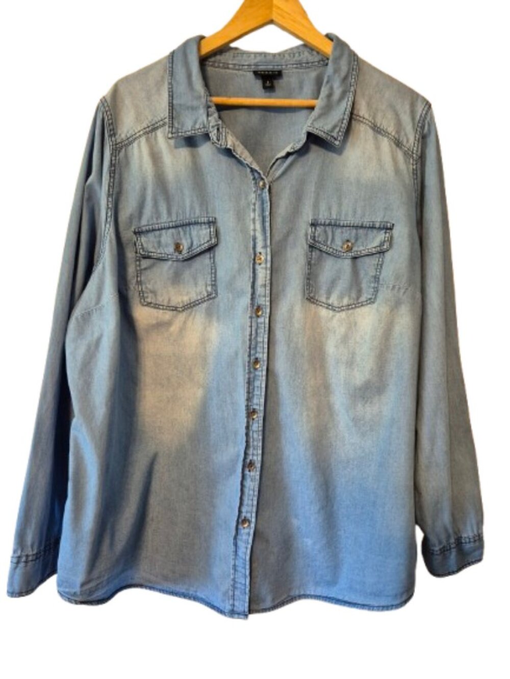 Torrid Chambray Button Front 100% Cotton Jean Shirt Plus Size 3/3X